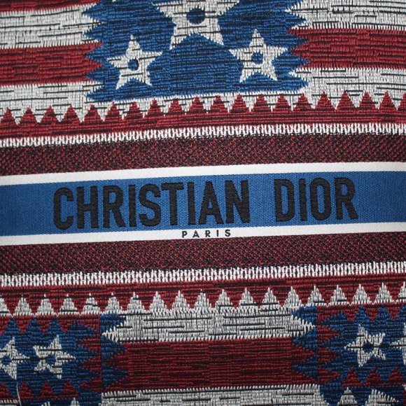 CHRISTIAN DIOR Canvas Embroidered Exclusive US Book Tote Red White Blue - Picture 11 of 12